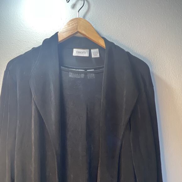 Chico's 3 Chicos Travelers Black Cardigan & shirt set Open Front Long jacket XL - Picture 3 of 8